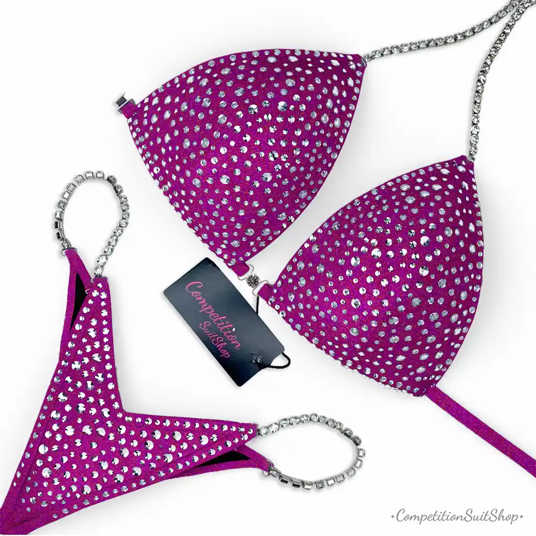 Silver Scatter on Magenta Wellness Competition Suit BM143-3
